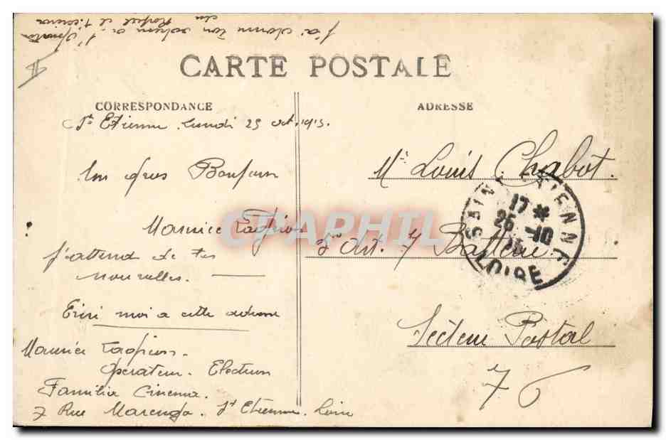 CPA Kiosque Place Marengo Saint Etienne  — Rückseite
