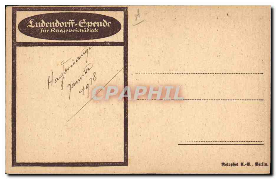 Paul von Ludendorff — portrait militaire — Rotophel H.-W., Berlin — Reverso