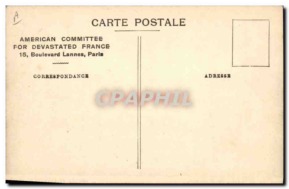 Travail dans un paysage dévasté — The Joy of Work — American Committee for Devastated France — Verso