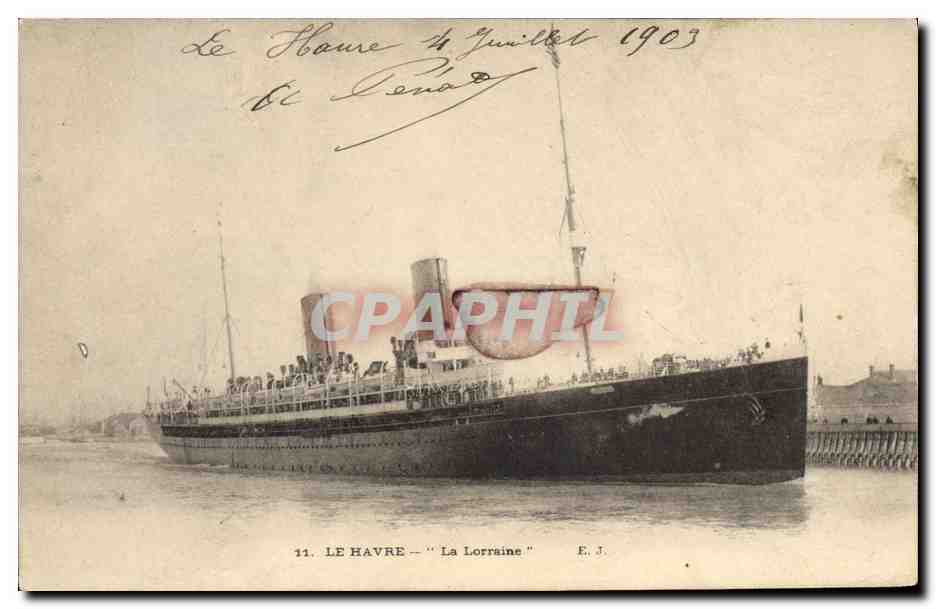 CPA Bateau Le Havre Le Transatlantique La Lorraine