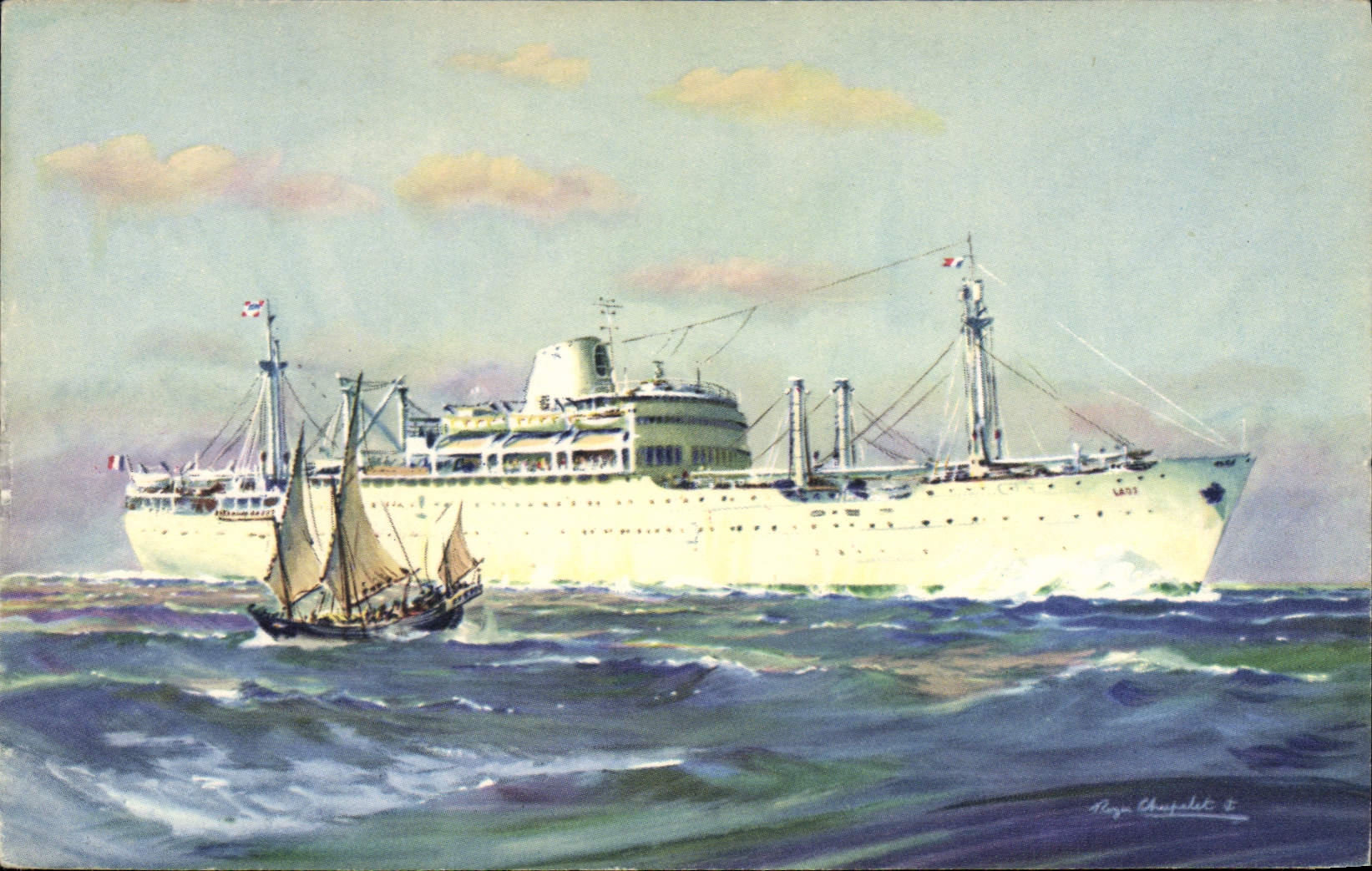 CPA Bateau Compagnie des Messageries Maritimes Laos 