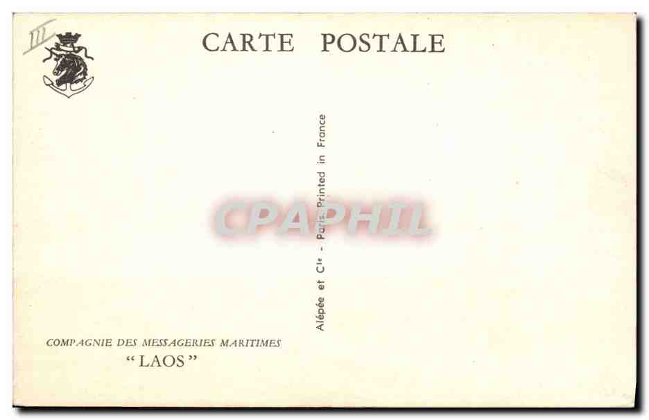 CPA Bateau Compagnie des Messageries Maritimes Laos  — Rückseite