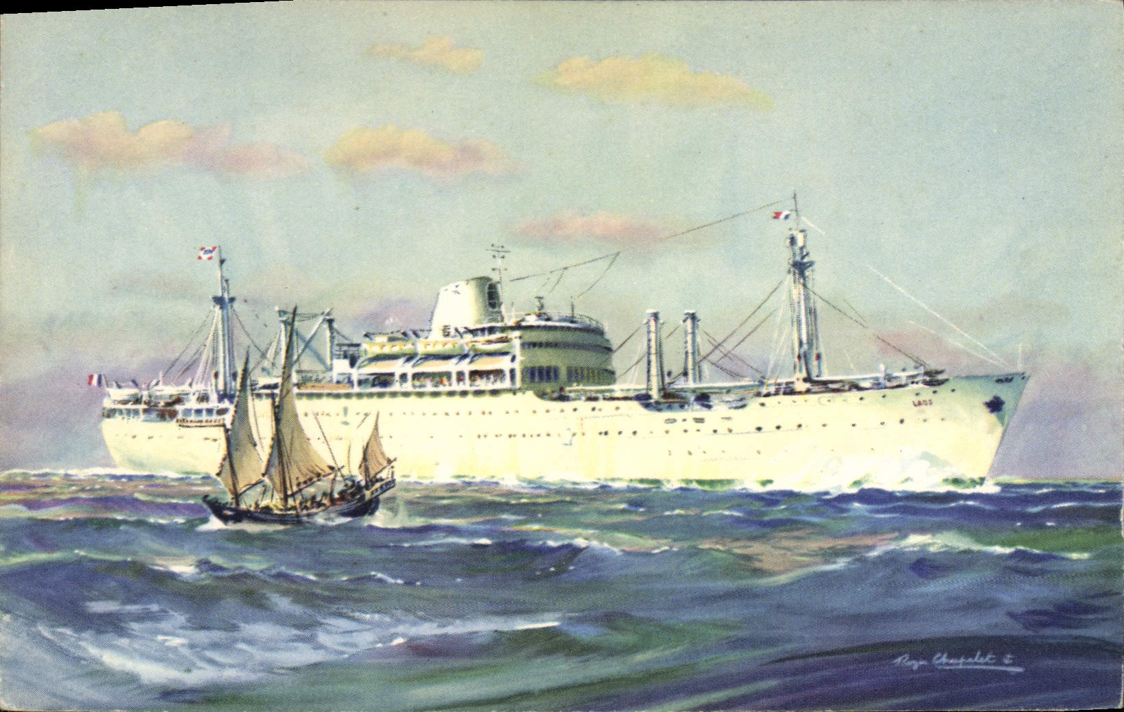 CPA Bateau Compagnie des Messageries Maritimes Laos 