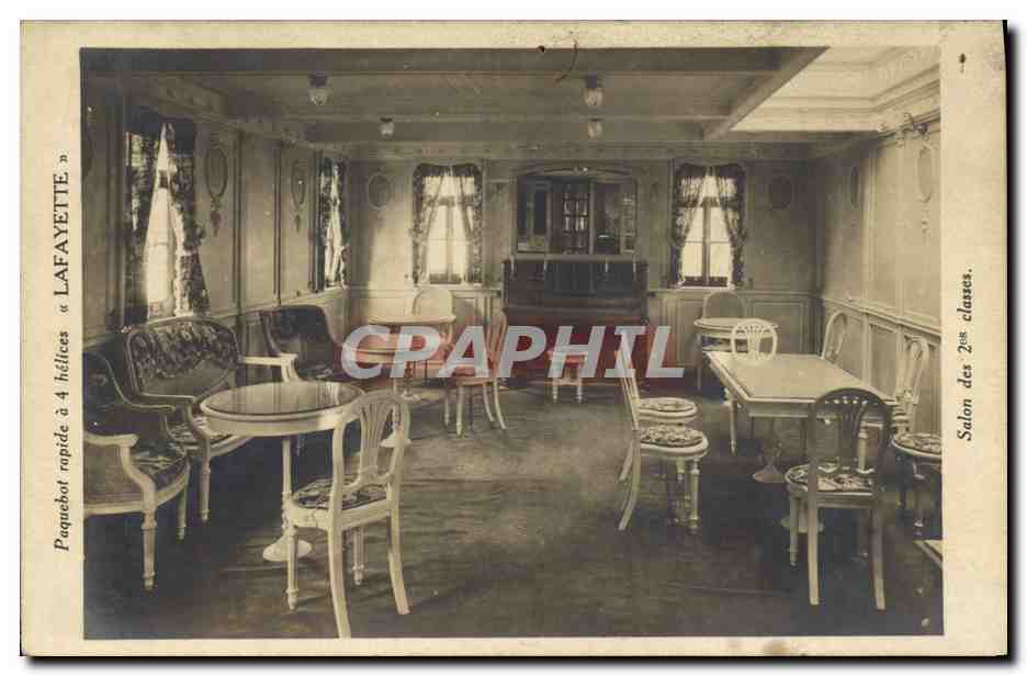 Salon des 2<sup>es</sup> classes — Paquebot rapide « Lafayettte » — J.M. Phot. Neuhuën et Cie