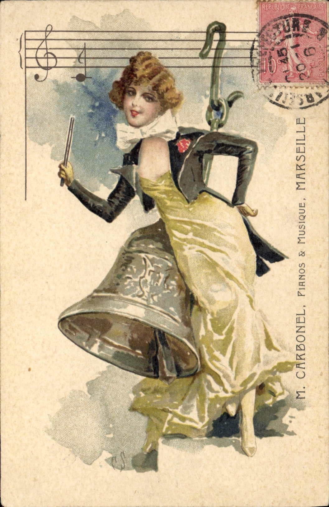Femme avec cloche et baguette — musique — M. Carbonel, pianos & musique, Marseille
