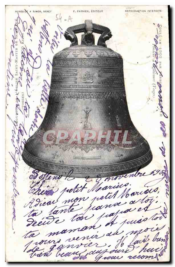 Cloche de l'église Saint-Martin de Saint-Évroult — Nancy — F. Farnier, éditeur, n°54-A