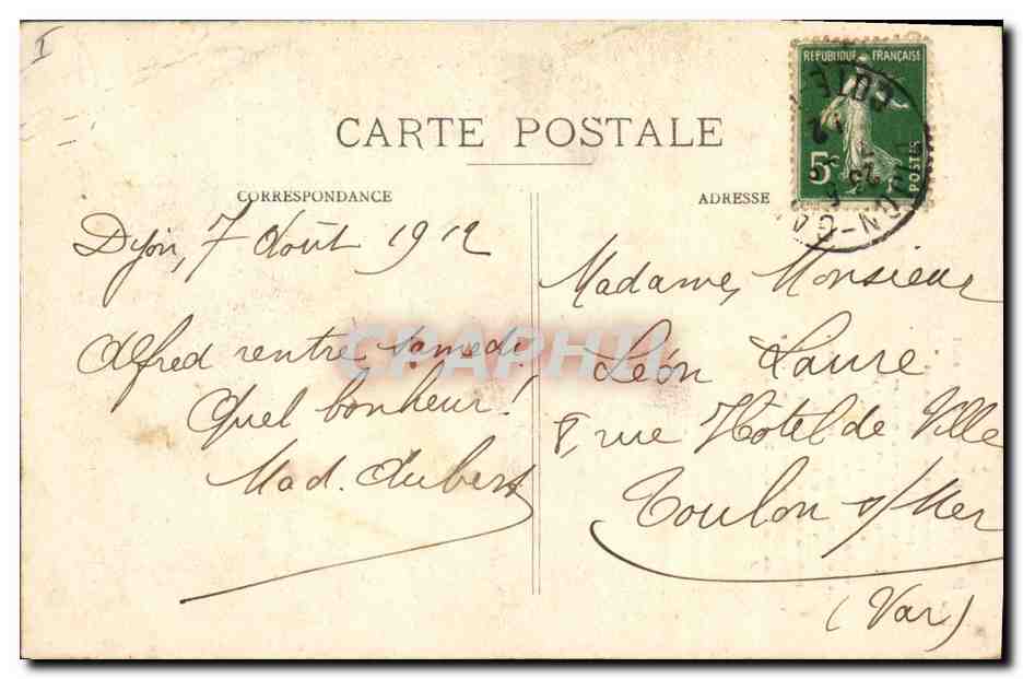 CPA Cloche Dijon Horloge de Jacquemart — Verso