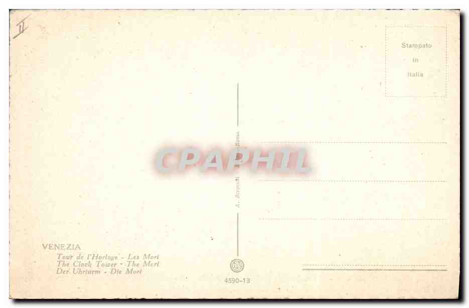 CPA Cloche Venezia Torre dell Orologio I Mori  — Rückseite