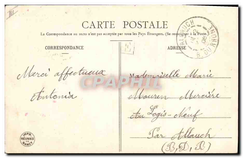 Femme avec cloche décorée de fleurs — Édition Bergeret — n° de série non visible — Achterkant