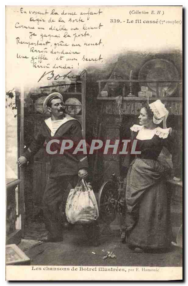 CPA Folklore Les chansons de Botrel le fil casse 