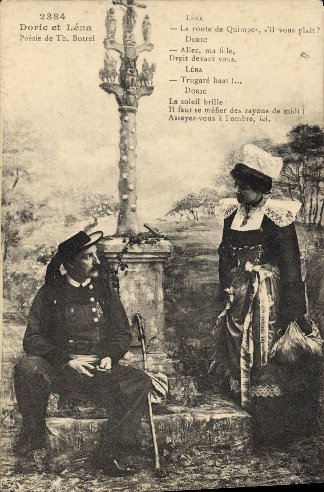 CPA Folklore Doric et Lena Poesie de Botrel 