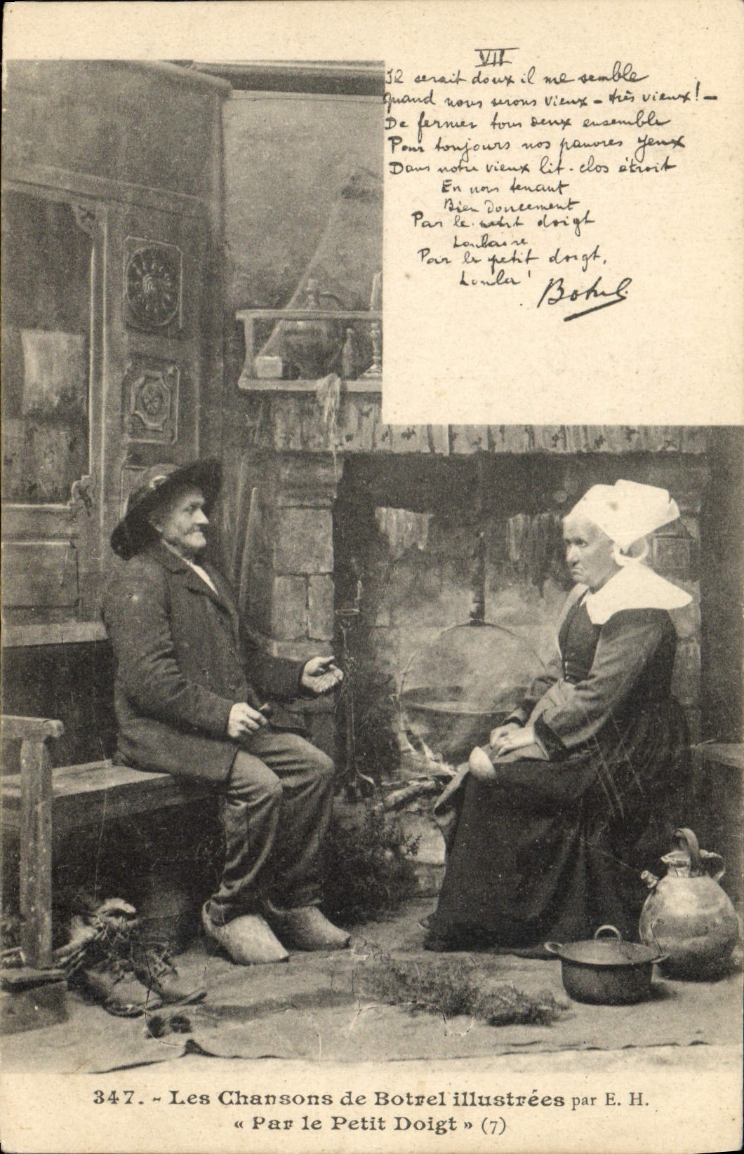 CPA Folklore Les chansons de Botrel Par le petit doigt 