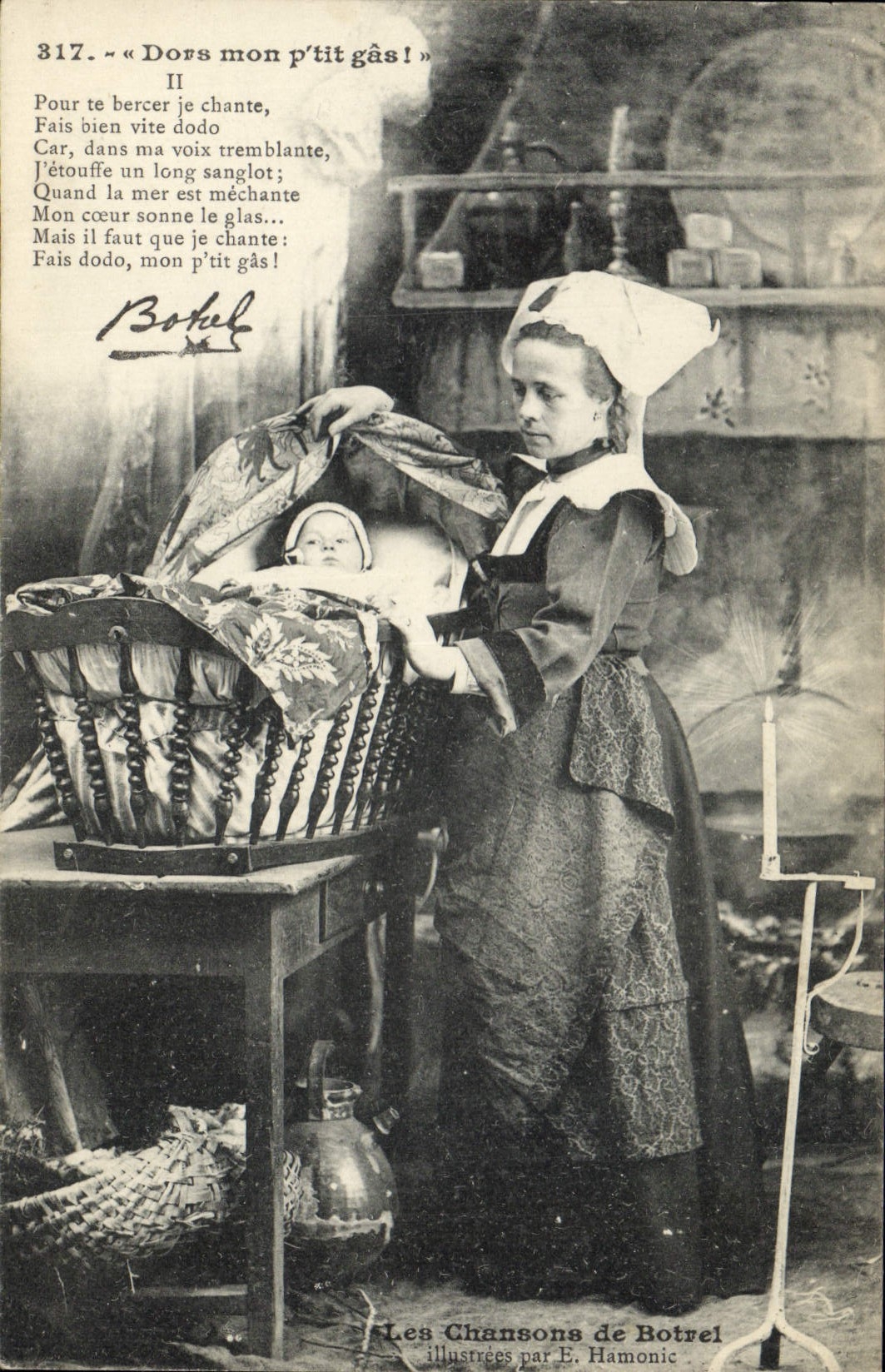 CPA Folklore Les chansons de Botrel Harmonic Dors mon ptit gas 