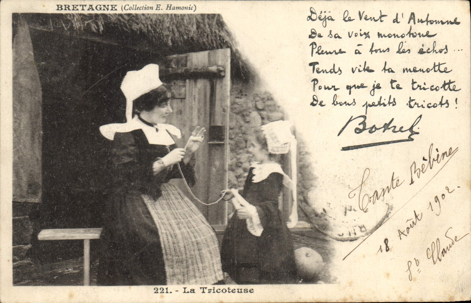 CPA Folklore Les chansons de Botrel La tricoteuse Bretagne 