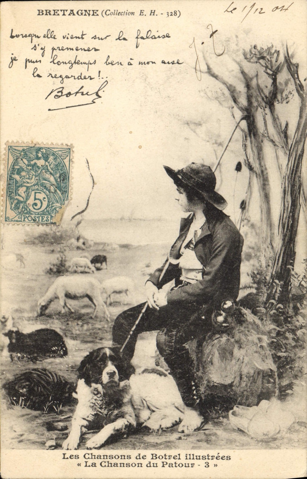 CPA Folklore Les chansons de Botrel Bretagne la chanson du patour Chien 