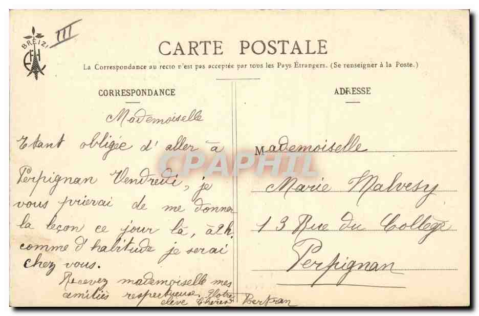 CPA Folklore Les chansons de Botrel Bretagne Le mouchoir rouge de Cholet  — Verso