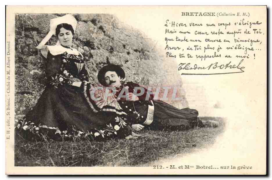 CPA Folklore Bretagne Botrel sur le greve 