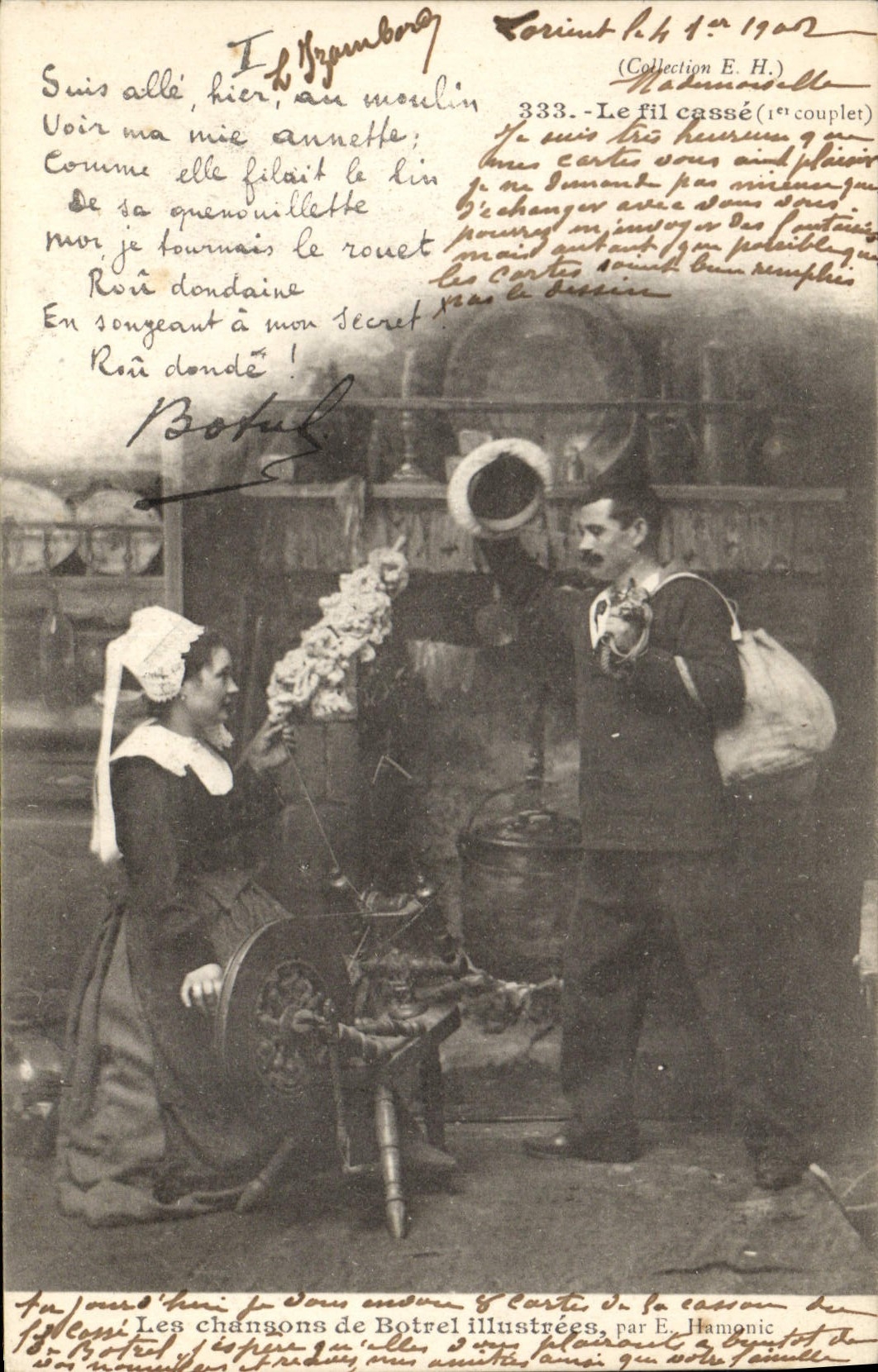 CPA Folklore Les chansons de Botrel Bretagne le fil casse 