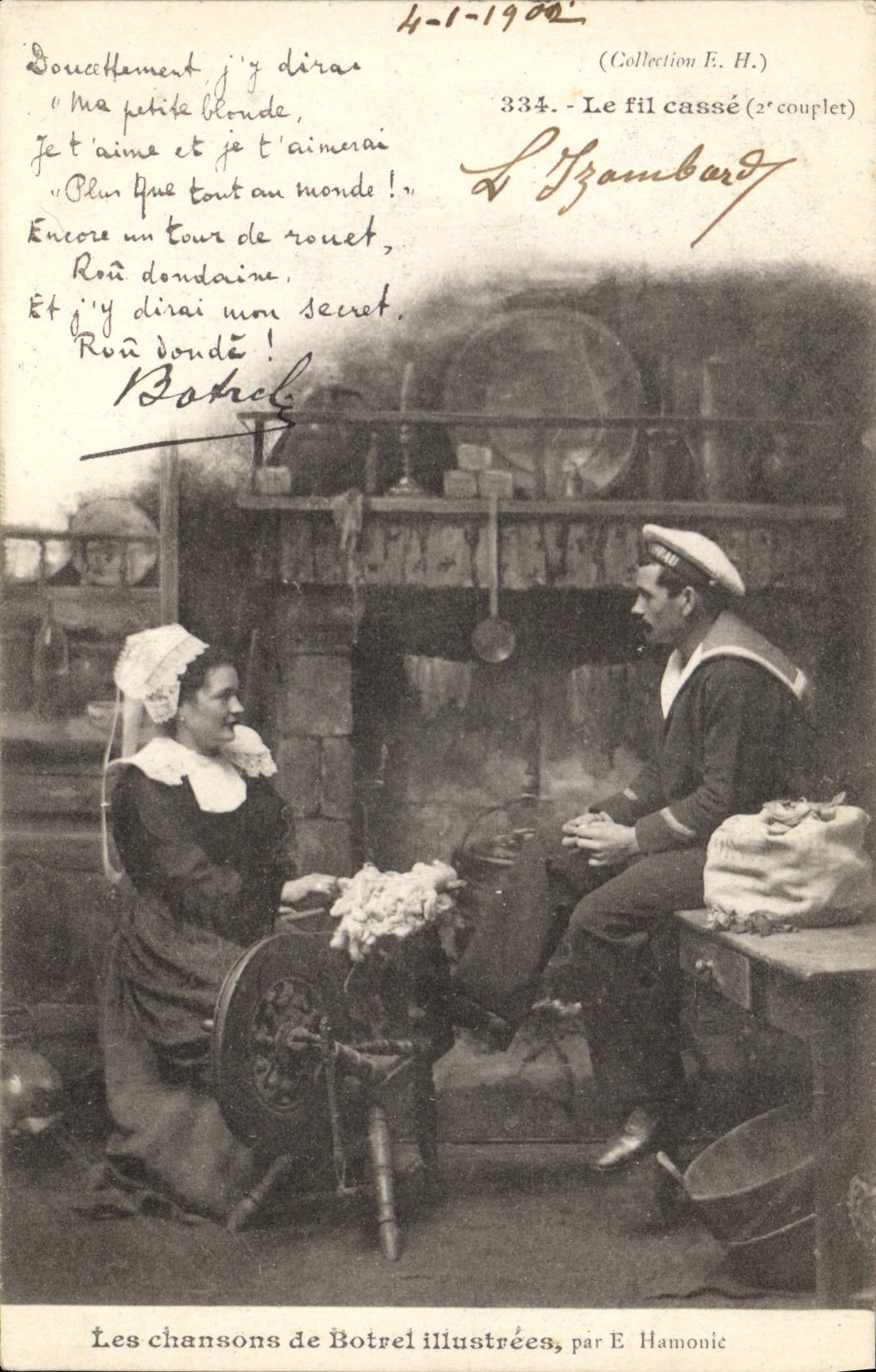 CPA Folklore Les chansons de Botrel Bretagne Le fil casse 