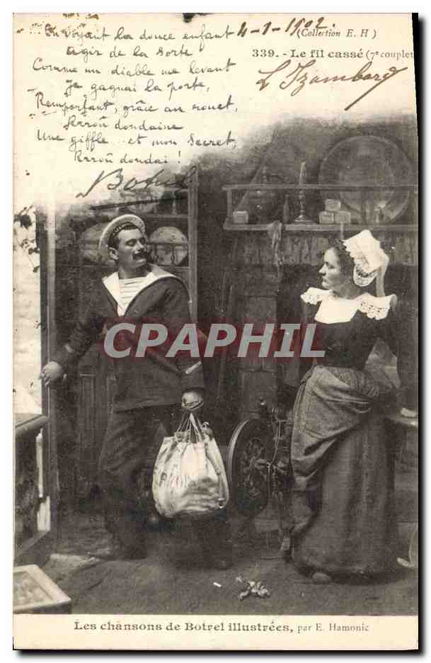 CPA Folklore Les chansons de Botrel Bretagne Le fil casse 