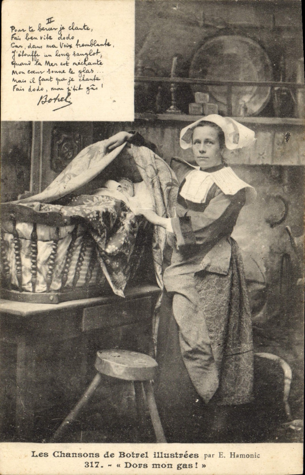 CPA Folklore Les chansons de Botrel Bretagne Dors mon gas 