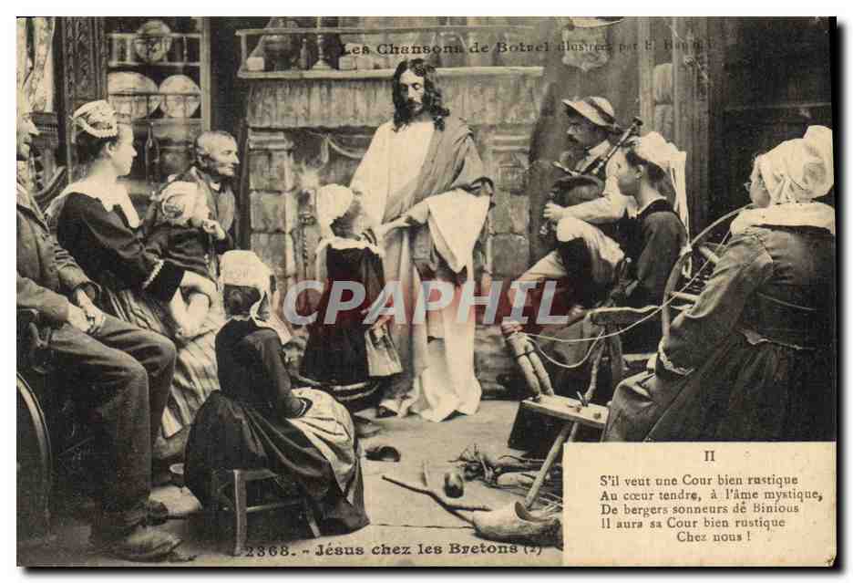 CPA Folklore Jesus chez les Bretons Les chansons de Botrel Bretagne 