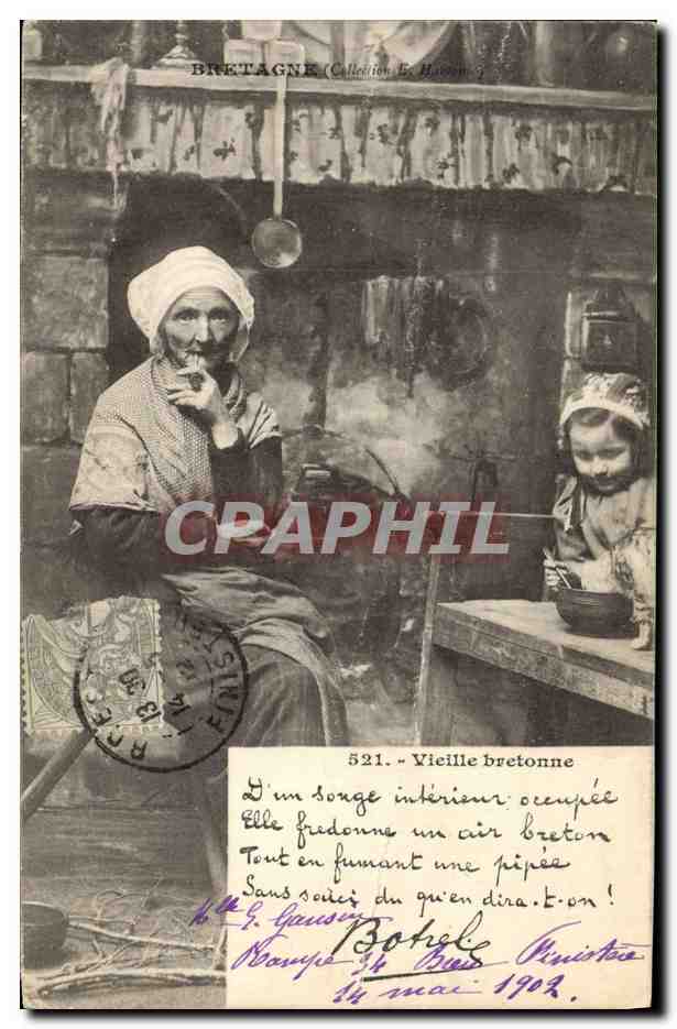 CPA Folklore Bretagne La vieille bretonn 