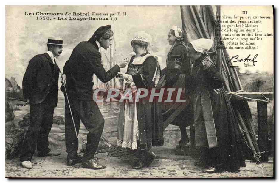 CPA Folklore Les chansons de Botrel Bretagne Les loups Garous 