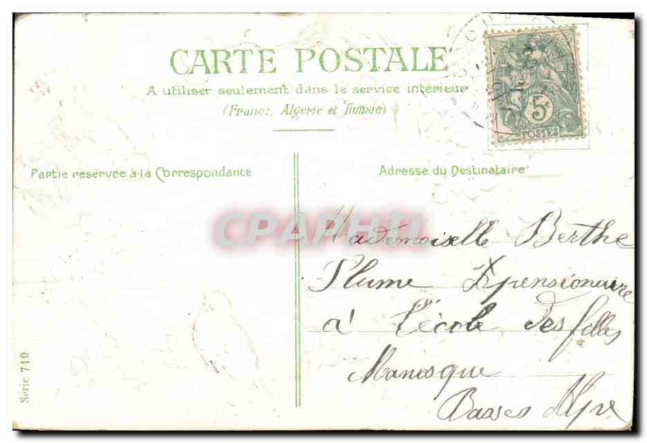 CPA Fantaisie Fleurs Oiseaux  — Verso