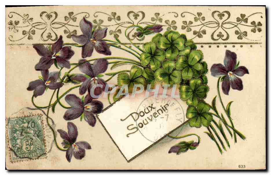 CPA Fantaisie Fleurs Trefles 