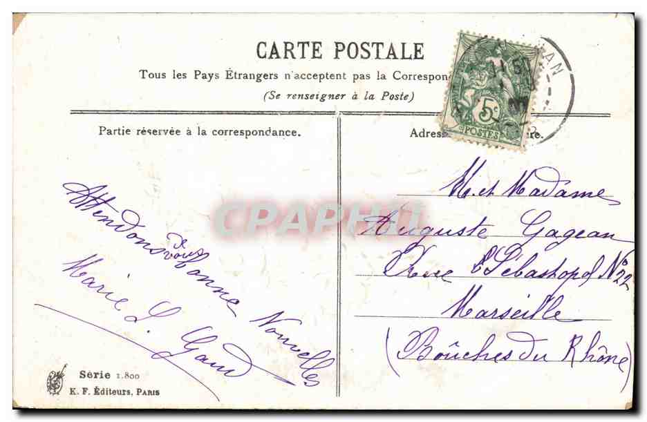 CPA Fantaisie Fleurs Colombes Fer a cheval  — Verso