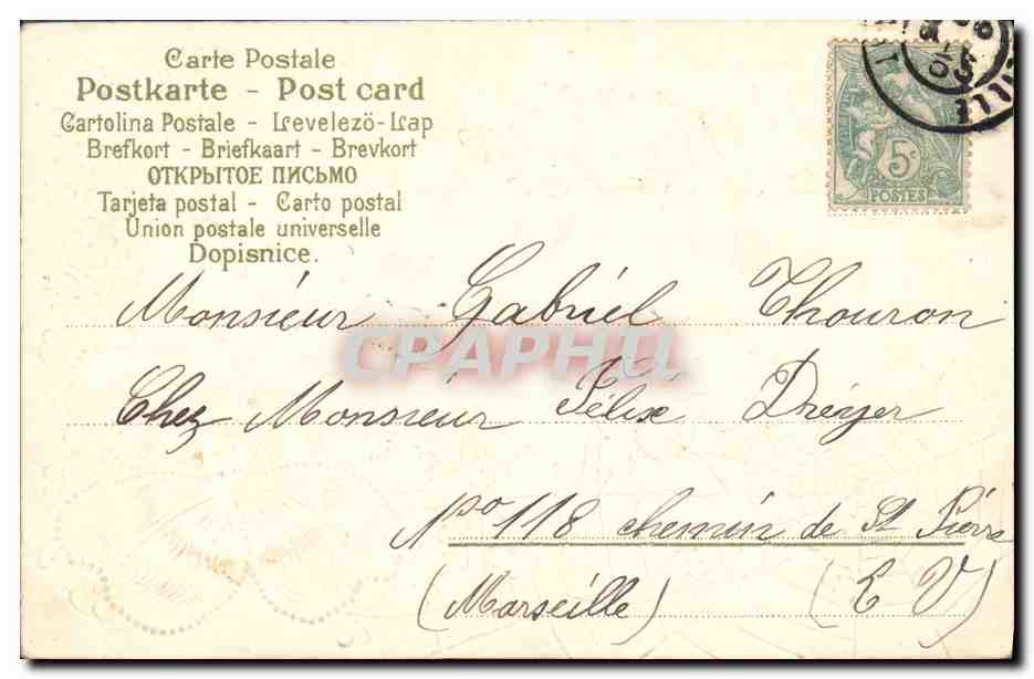 CPA Fantaisie Fleurs Trefle Araignee  — Verso