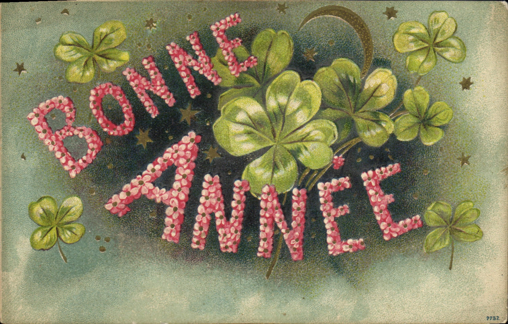 CPA Fantaisie Fleurs Trefles Bonne annee 