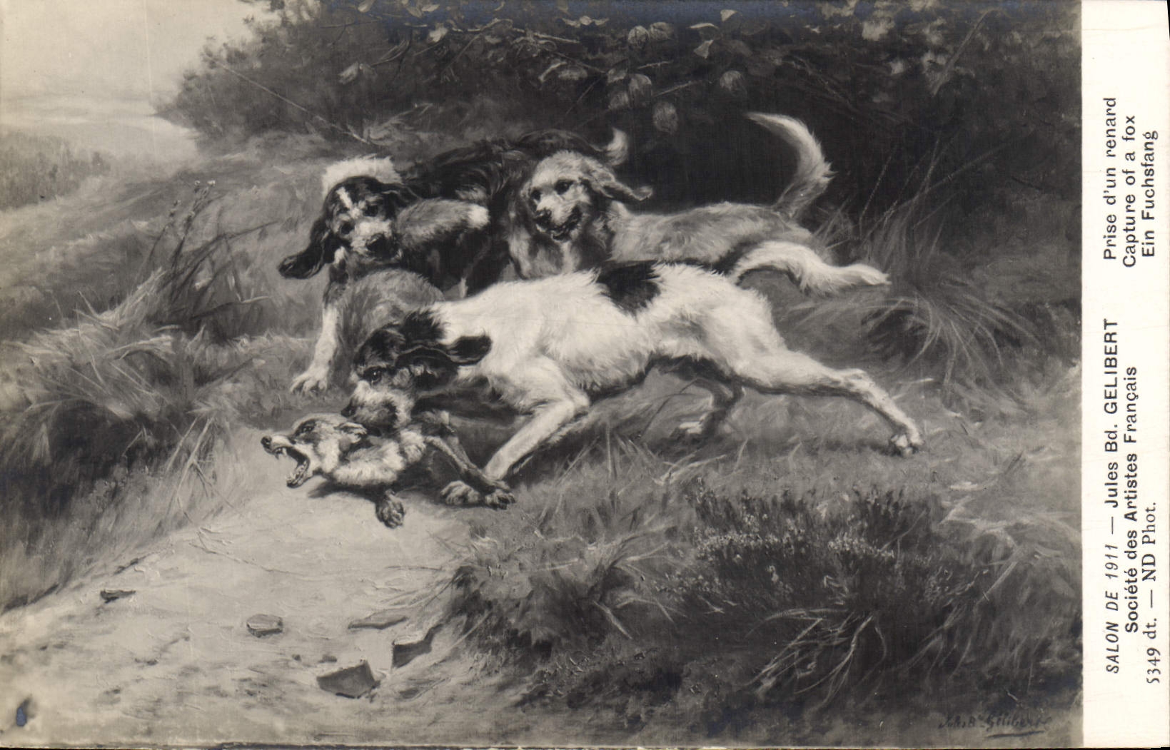 Prise d'un renard — Salon de 1911 — Jules Bd. Gelibert