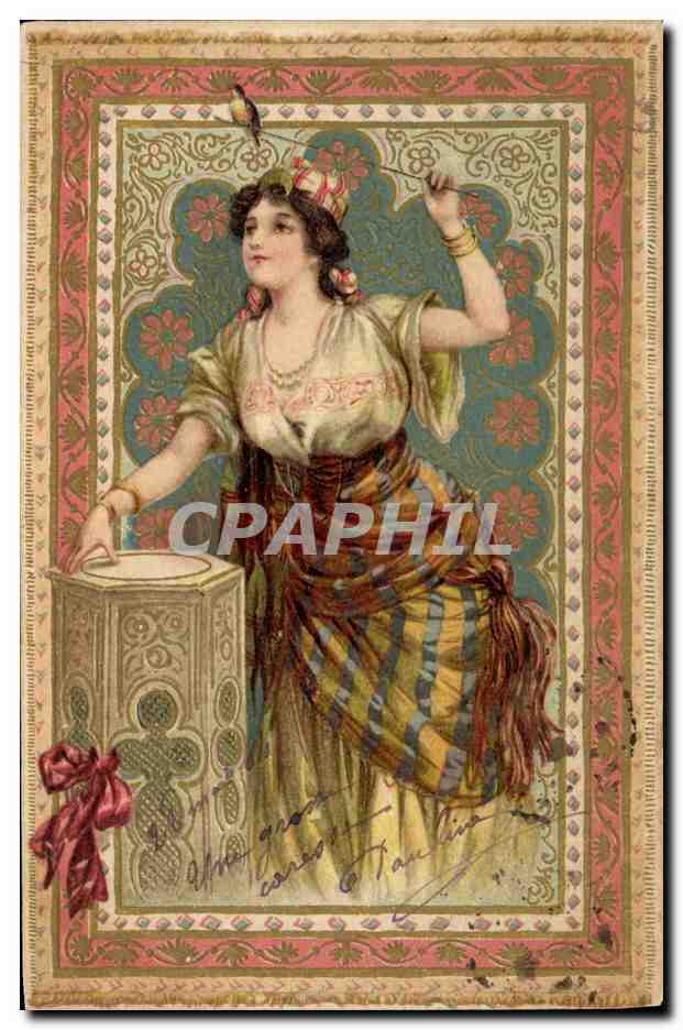 Femme en costume oriental — danseuse avec oiseau — éditeur inconnu