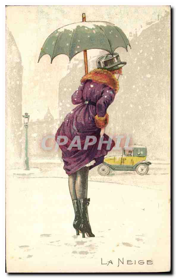 CPA Fantaisie Illustrateur Femme La neige 