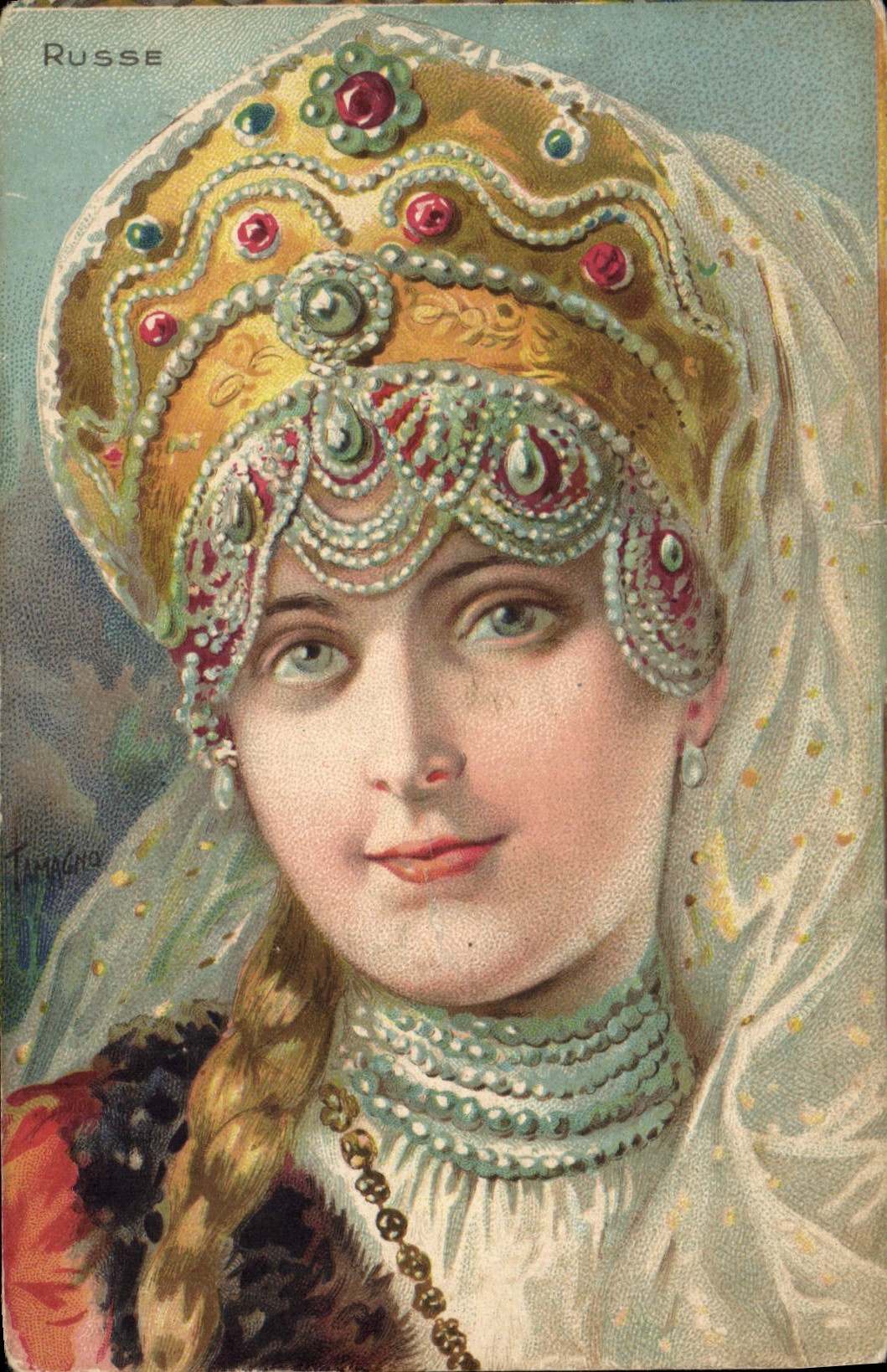 CPA Fantaisie Illustrateur Femme Russe Russie Russia 