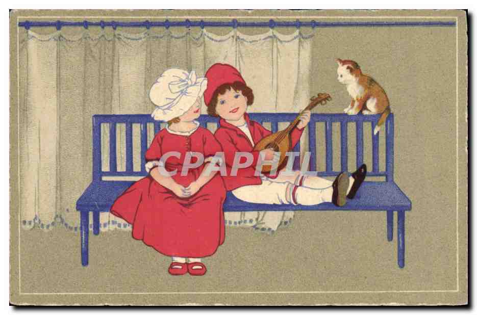 CPA Fantaisie Illustrateur Enfants Chat Chaton 