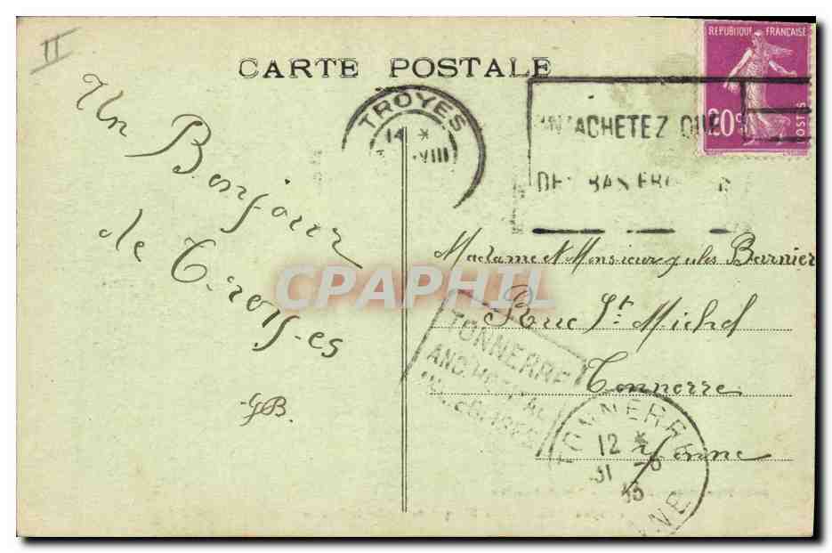 CPA Kiosque du jardin du rocher Troyes Enfants  — Rückseite