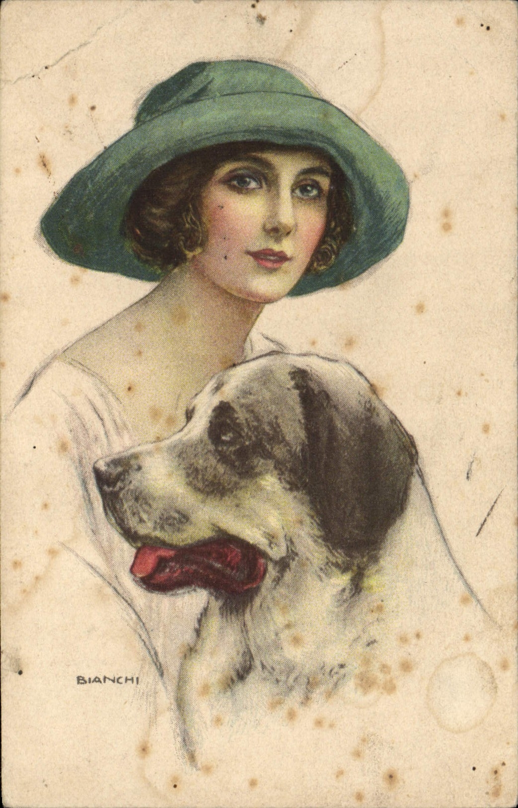 CPA Chiens Chien Femme 