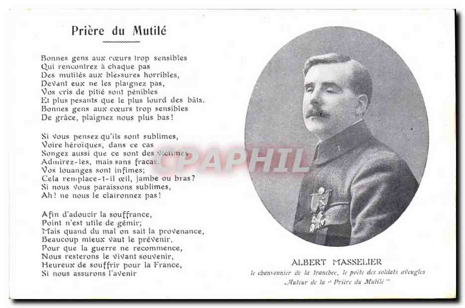 CPA Militaria Albert Masselier Priere du mutile 
