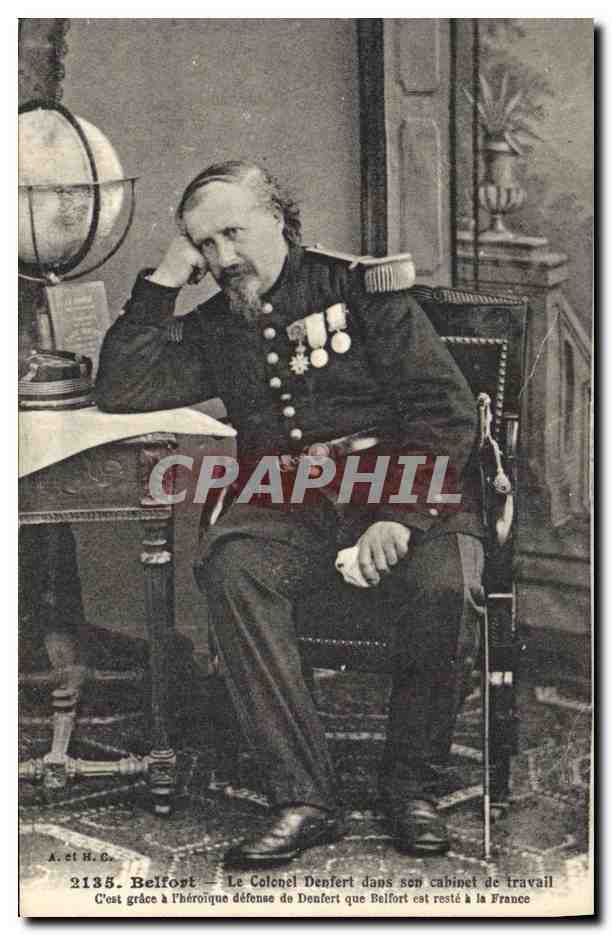 CPA Militaria Belfort Le colonel Denfert dans son cabinet de travail 