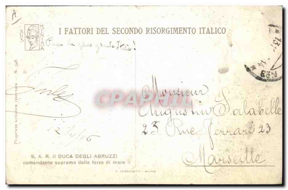 CPA Militaria SAR Il Duca Degli Abruzzi  — Verso