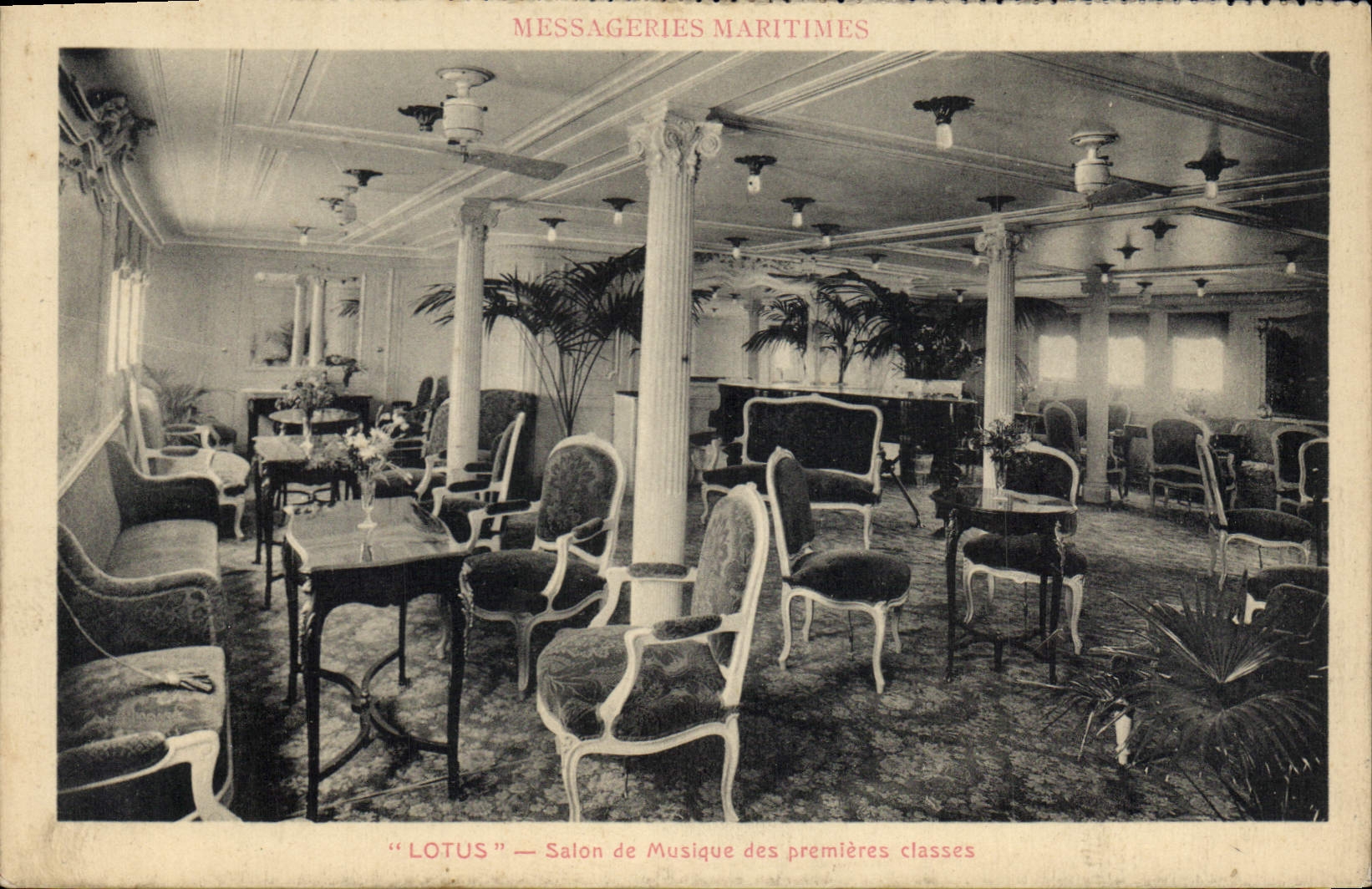 CPA Bateau Messageries Maritimes Lotus Salon de musique des premieres classes