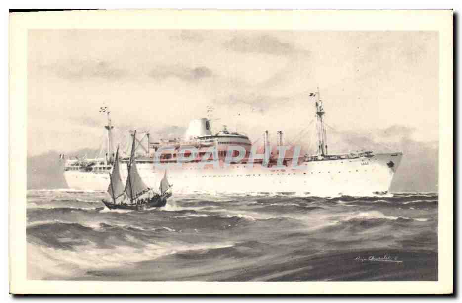 CPA Bateau Compagnie des Messageries Maritimes Laos 