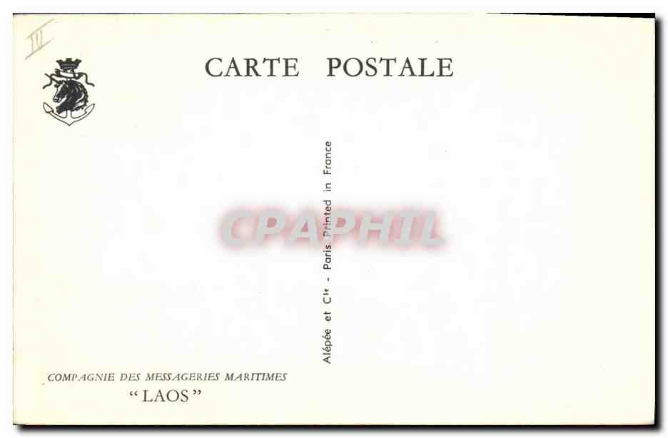 CPA Bateau Compagnie des Messageries Maritimes Laos  — Verso