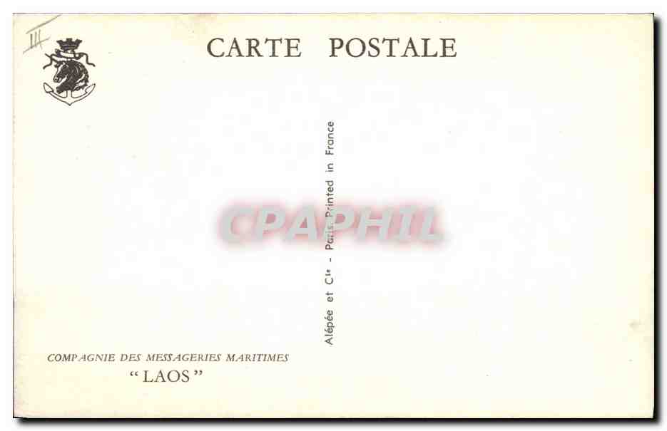 CPA Bateau Compagnie des Messageries Maritimes Laos  — Verso