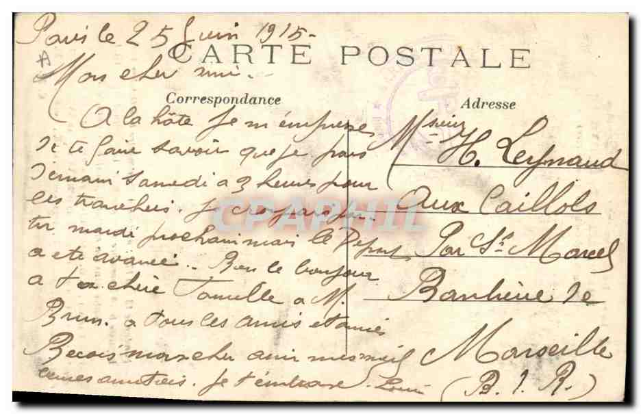La Savoyarde de Montmartre — Francoise-Marguerite (Du Sacré-Cœur de Montmartre) — C.M. n°134 — Verso