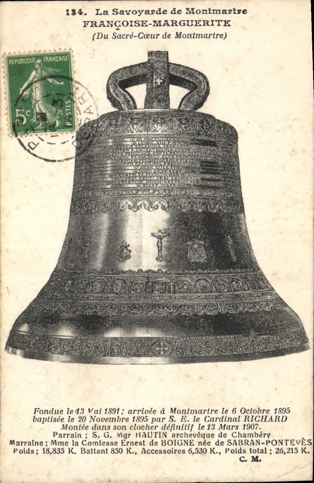 La Savoyarde de Montmartre — Bell de l'église du Sacré-Cœur — CPM n°134