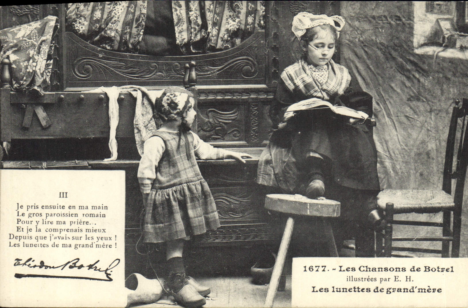CPA Folklore Les chansons de Botrel illustrees Les lunettes de grand mere 